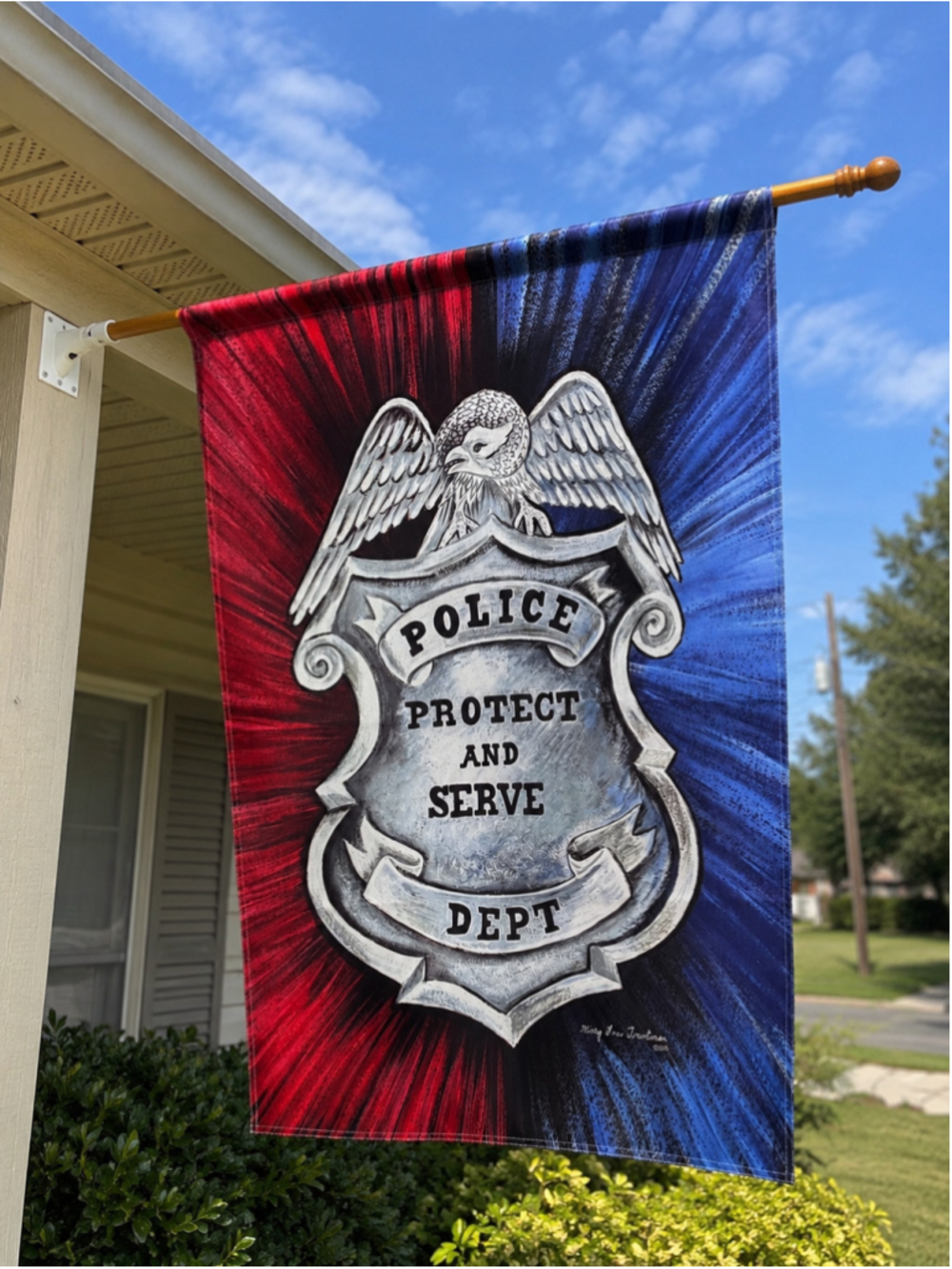 Custom Decors Police Protect & Serve Patriotic Wall Hanging Flag 25.5x37.5